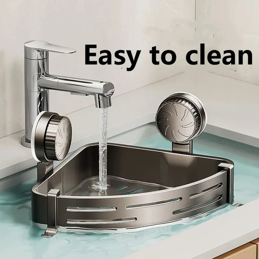 Suction Cup Corner Shower Basket – Single Tier PVC Wall Mount