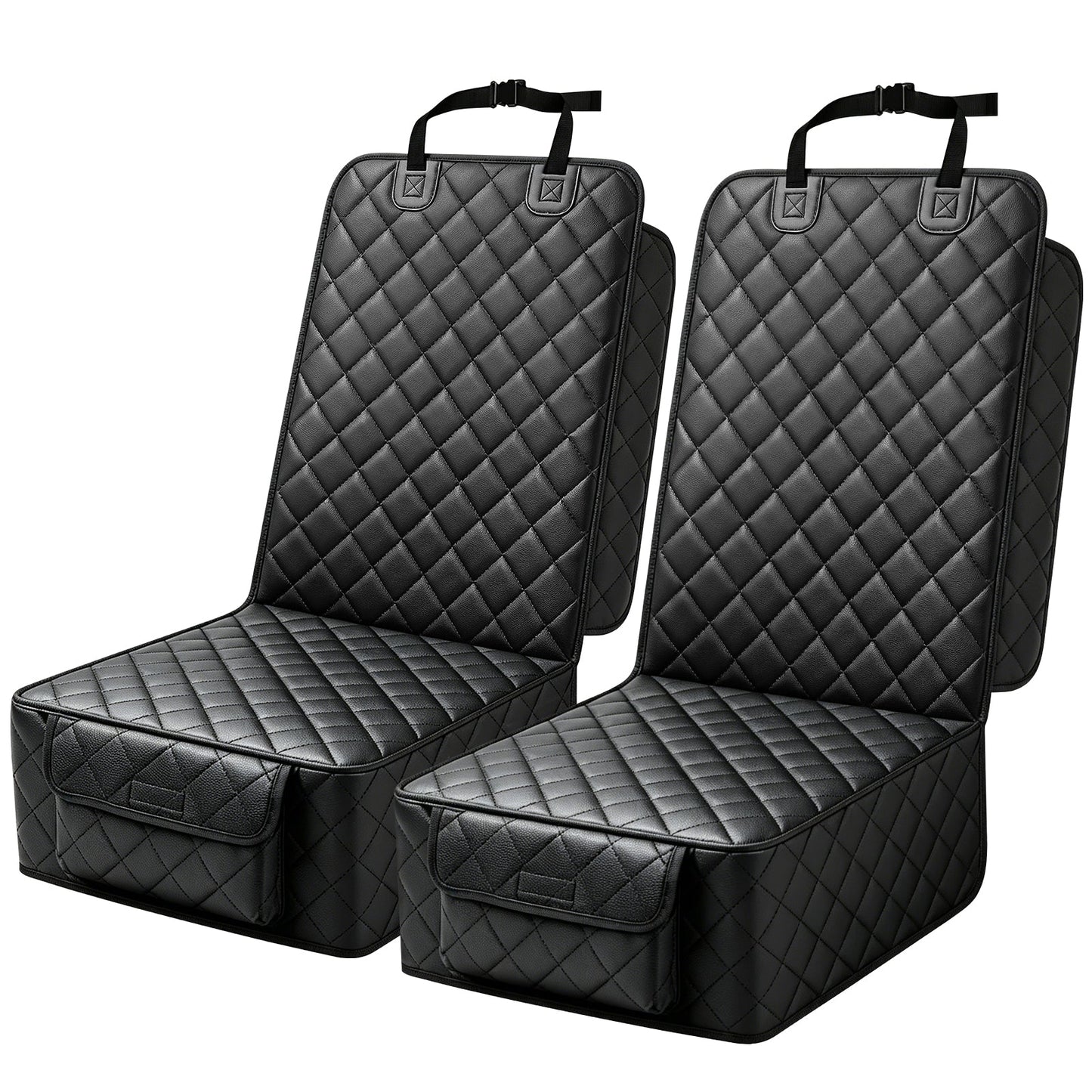 PETICON Front Seat Car Cover 2 Pack, Waterproof PU Leather Dog Car Seat Cover with Side Flaps, Nonslip Scratchproof Captain Chair Seat Cover Fits for Cars, Trucks, SUVs, Jeep