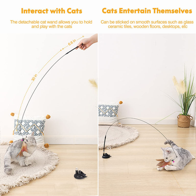 Suction Cup Handheld Cat Feather Toys