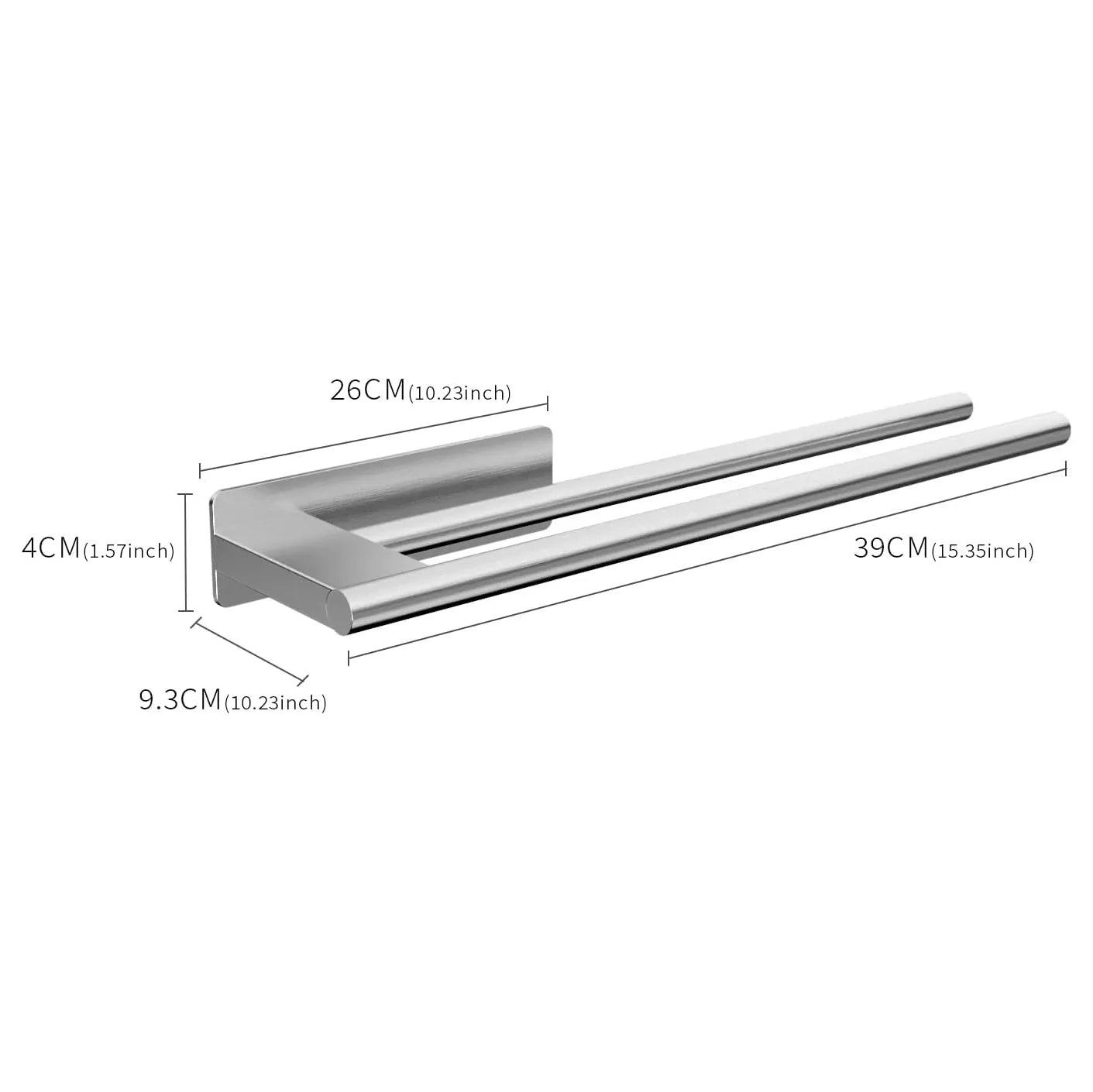 Bathroom Towel Racks No Drill Double Adhesive Towel Bar Stainless Steel 39CM